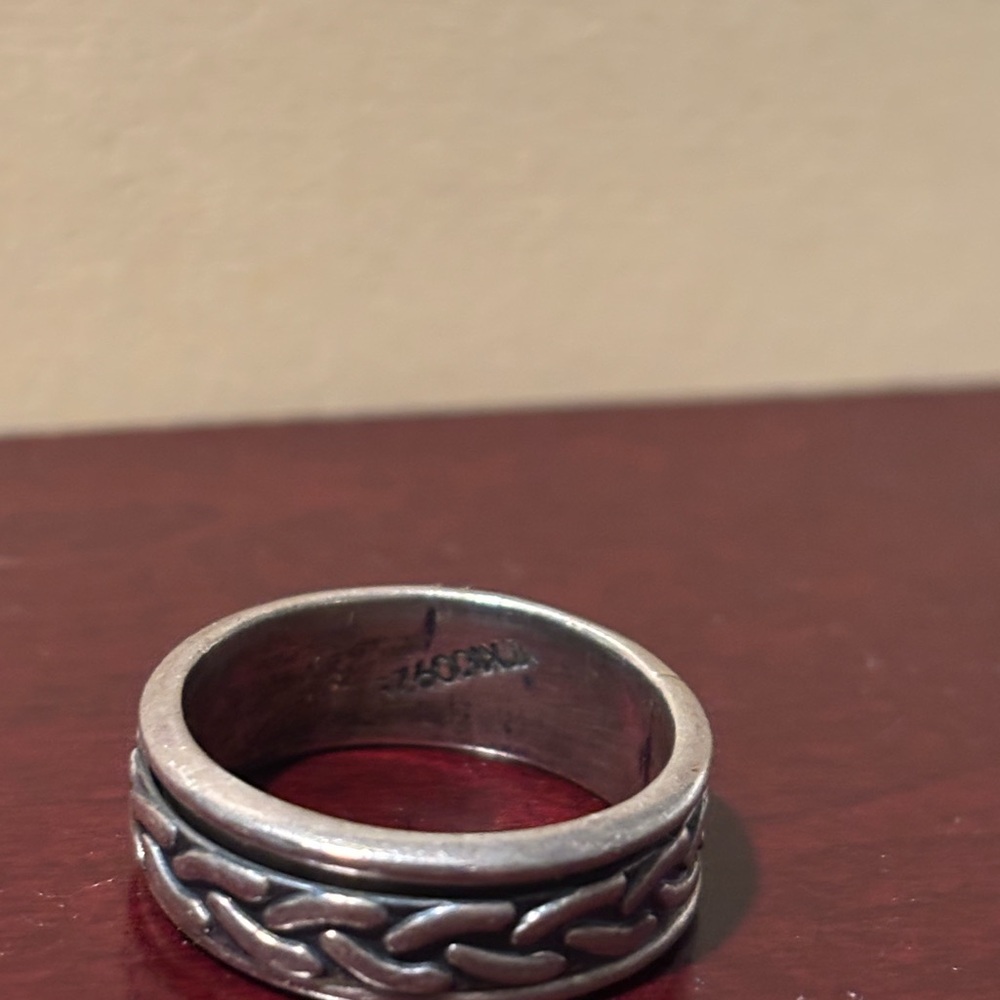 Men's Silver Ring with Braided Design